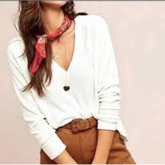 Anthropologie Maeve Pearson Black V Neck Oversized Lightweight Thermal Medium - Picture 7 of 16